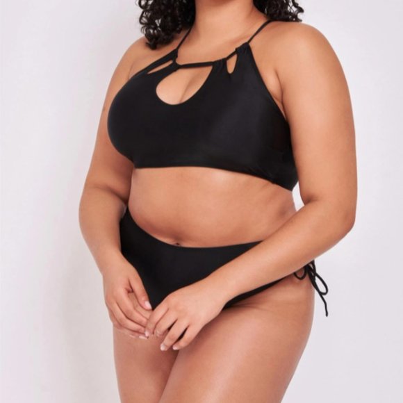 Side Drawstring Cut-Out Bikini Swimsuit – Plus – 1X & 2X - Picture 3 of 5